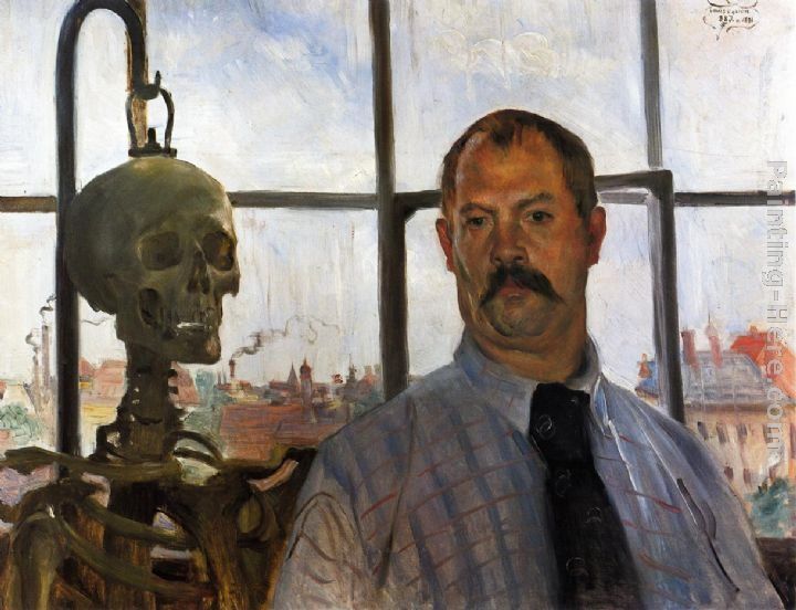 Lovis Corinth Self Portrait with Skeleton